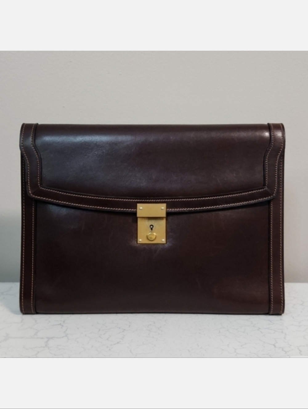 Vintage Gucci Chocolate Brown Leather Clutch
